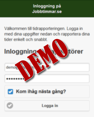 Bild på inloggning på Jobbtimmar.